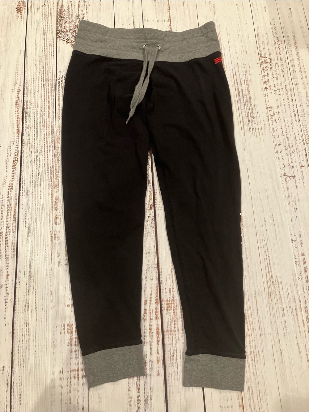 Tommy Hilfiger Black Joggers with Gray Waistband and Cuffs